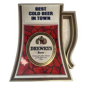 VTG Drewry's Hanging Beer Mug Sign "Best Cold Beer in Town" South Bend, Indiana
